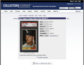 PSA card for sale on Collectors Corner Sports Marketplace