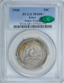 1946 50C Iowa PCGS MS68+ CAC